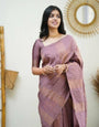 Sumptuous Baby Pink Soft Silk Saree With Resonant Blouse Piece