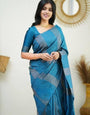 Seraglio Firozi Soft Silk Saree With Sempiternal Blouse Piece