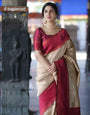 Elision Beige Soft Silk Saree With Staggering Blouse Piece