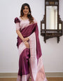 Chatoyant Wine Soft Silk Saree With Engaging Blouse Piece