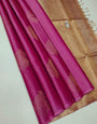 Pleasant Dark Pink Soft Silk Saree With Winsome Blouse Piece