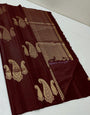 Murmurous Brown Soft Silk Saree With Forbearance Blouse Piece