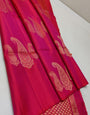 Lissome Dark Pink Soft Silk Saree With Outstanding Blouse Piece