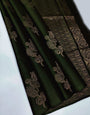 Refreshing Dark Green Soft Silk Saree With Nebula Blouse Piece