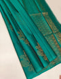 Energetic Firozi Soft Silk Saree With Tremendous Blouse Piece