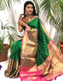 Luxuriant Green Banarasi Silk Saree With Mesmeric Blouse Piece