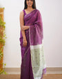 Mellifluous Purple Cotton Silk Saree With Exquisite Blouse Piece