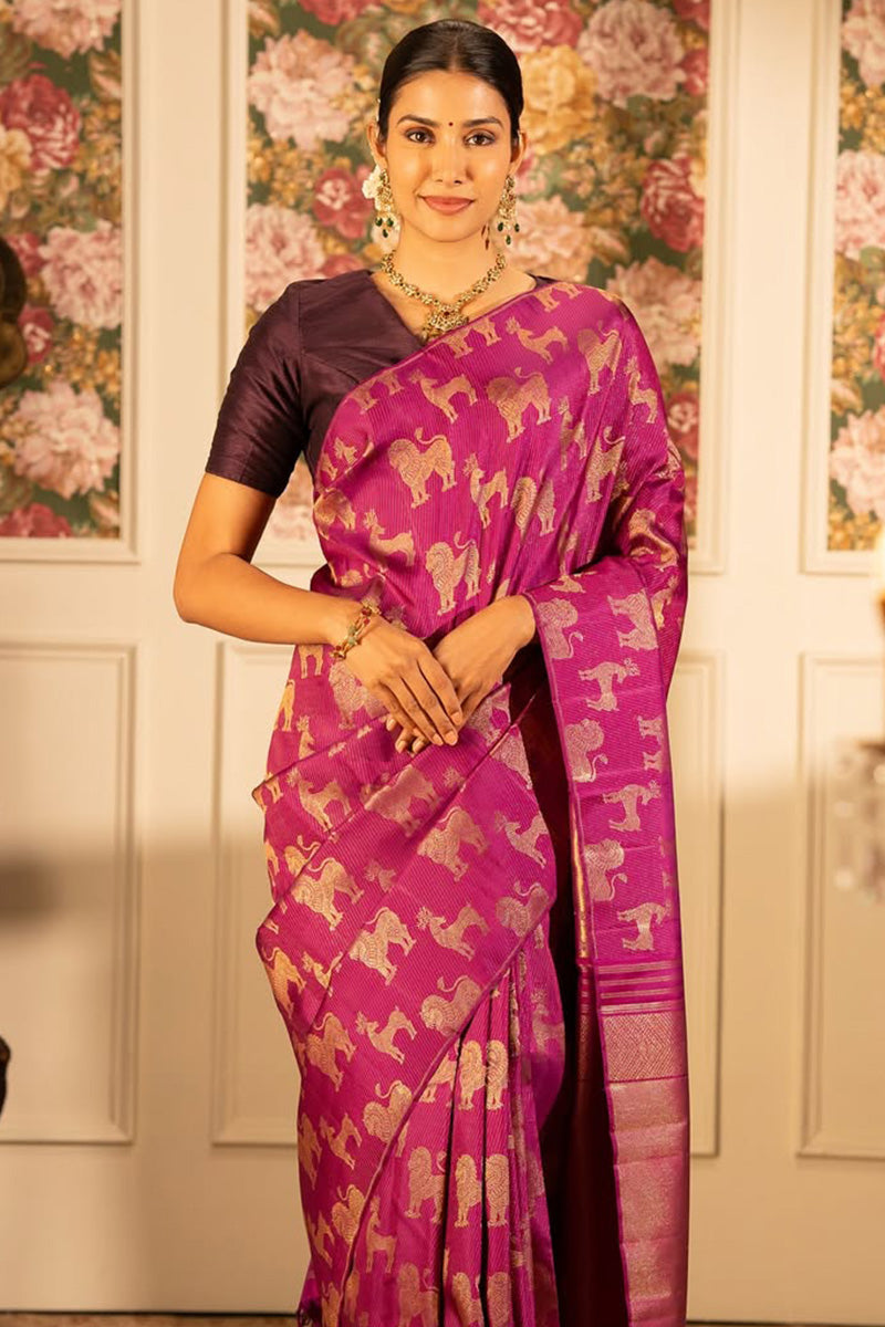 Beleaguer Dark Pink Soft Silk Saree With Redolent Blouse Piece
