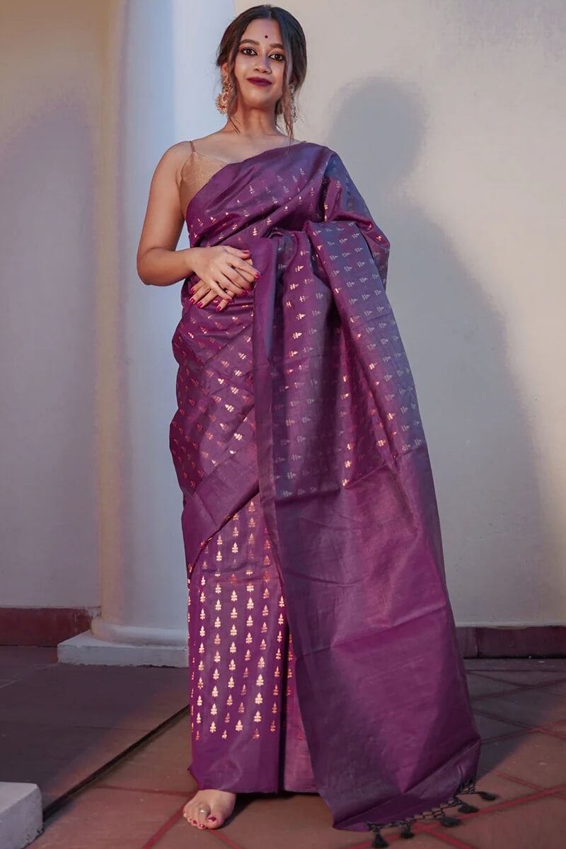 Profuse Purple Soft Silk Saree With Incredible Blouse Piece