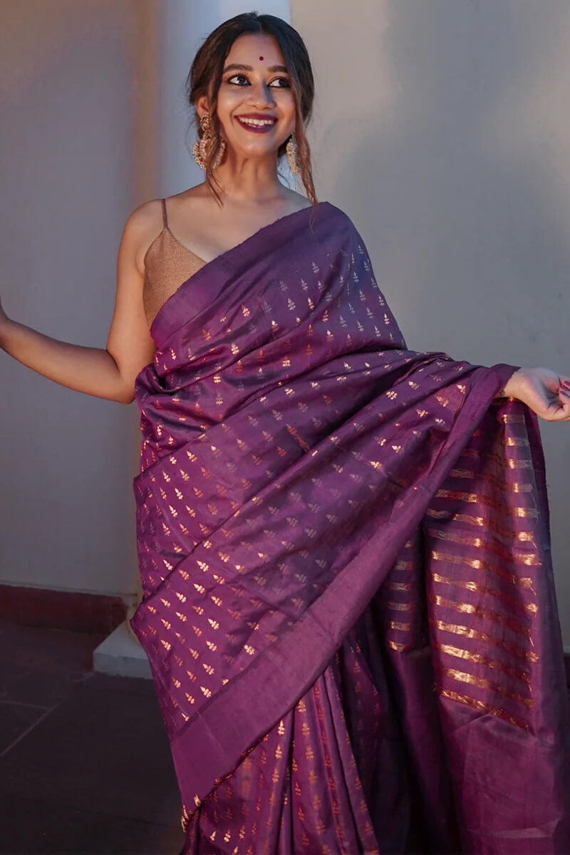 Profuse Purple Soft Silk Saree With Incredible Blouse Piece