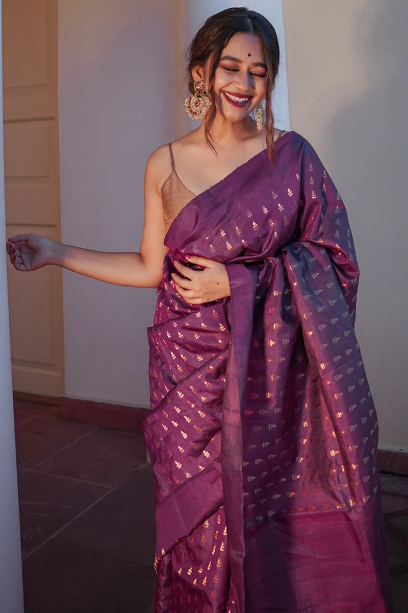 Profuse Purple Soft Silk Saree With Incredible Blouse Piece