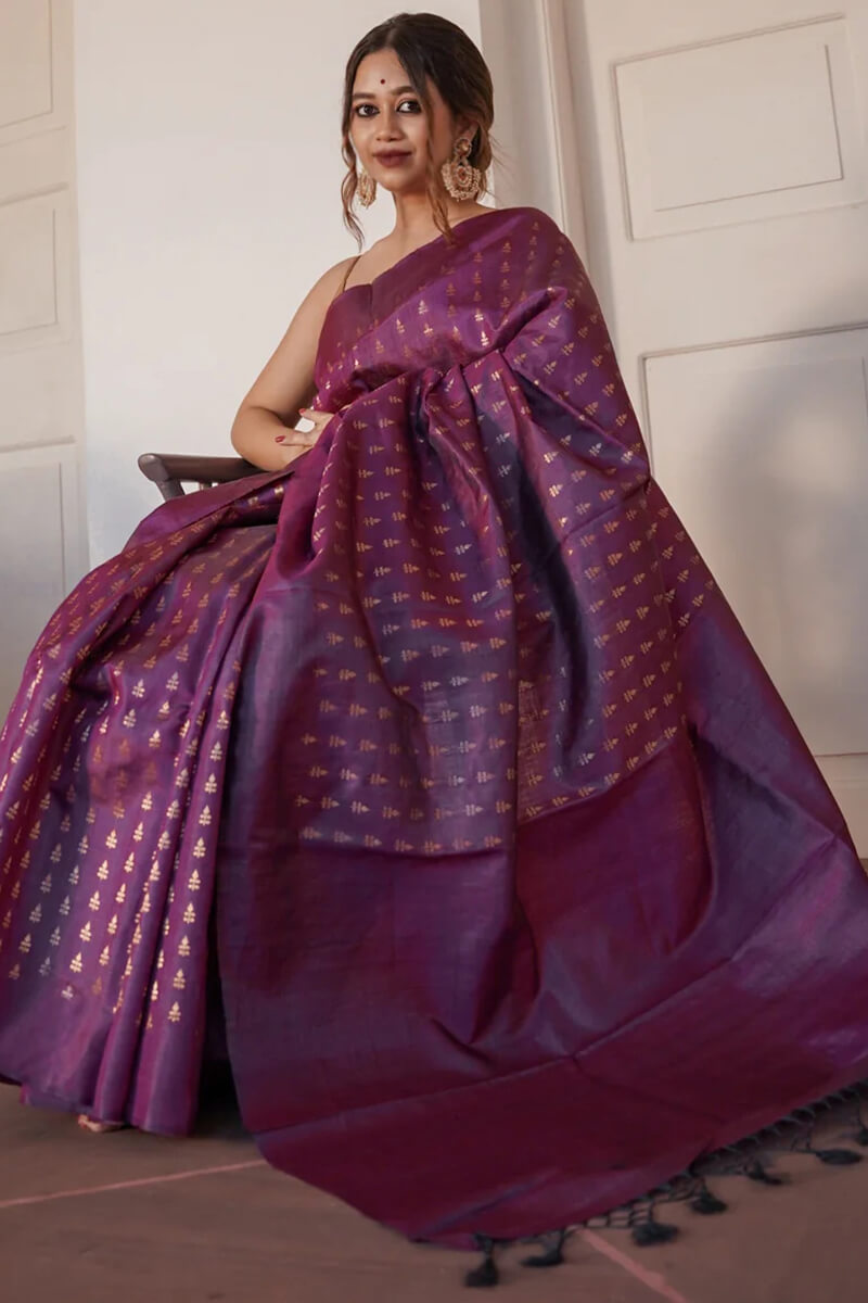 Profuse Purple Soft Silk Saree With Incredible Blouse Piece