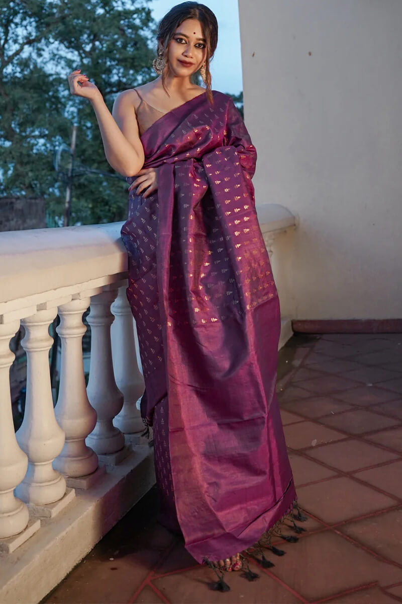 Profuse Purple Soft Silk Saree With Incredible Blouse Piece