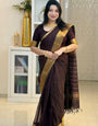 Flattering Brown Soft Silk Saree With Phenomenal Blouse Piece