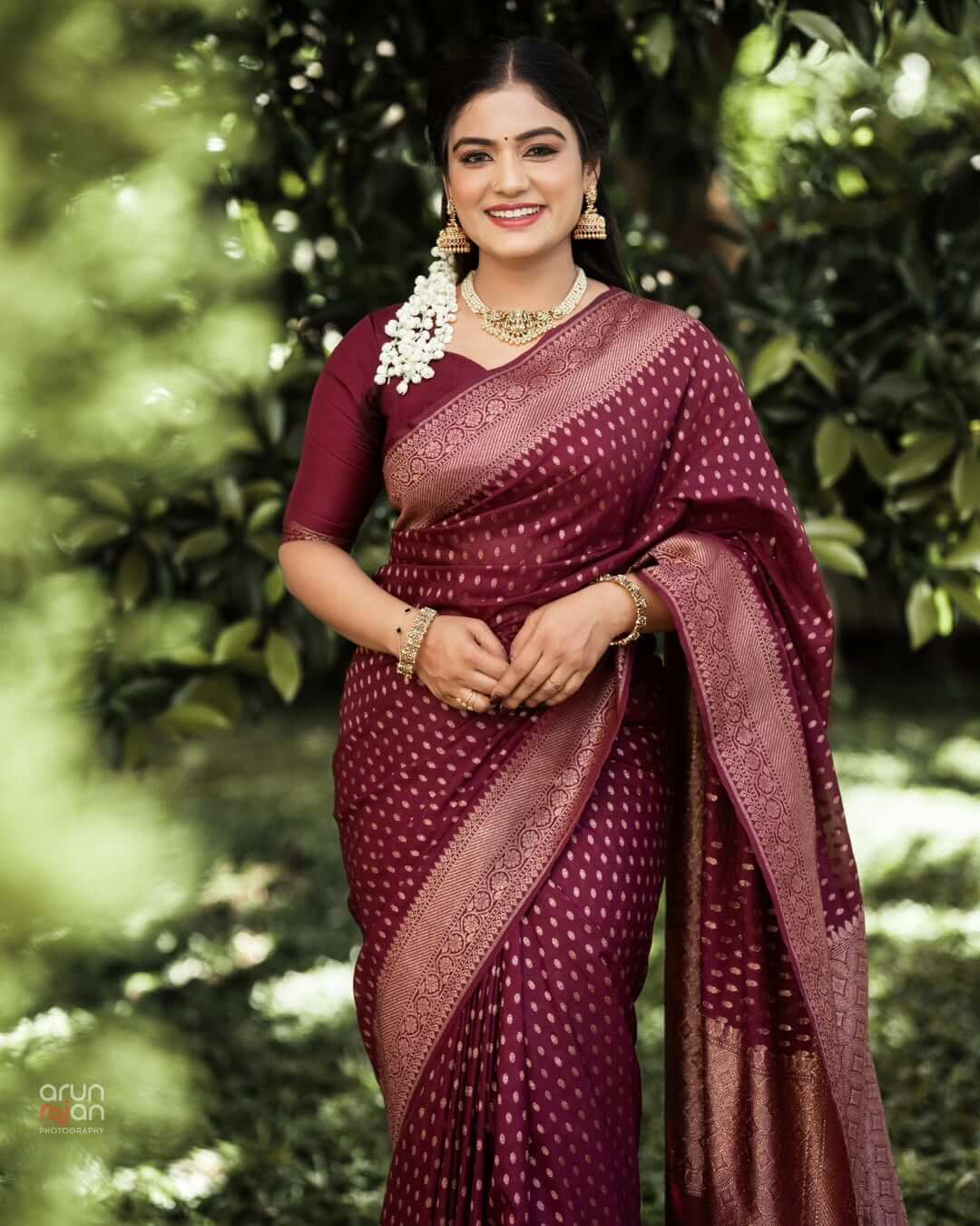 Sensational Wine Soft Silk Saree With Rhapsodic Blouse Piece