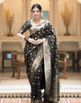 Demesne Black Soft Silk Saree With Sempiternal Blouse Piece