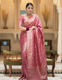 Exemplary Pink Soft Silk Saree With Ravishing Blouse Piece