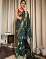 Scrumptious Dark Green Soft Silk Saree With Evanescent Blouse Piece