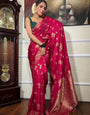 Moiety Dark Pink Soft Silk Saree With Desirable Blouse Piece