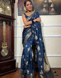 Traditional Navy Blue Soft Silk Saree With Epiphany Blouse Piece