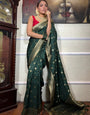 Ratatouille Dark Green Soft Silk Saree With Engaging Blouse Piece