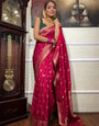 Demesne Dark Pink Soft Silk Saree With Nectarous Blouse Piece