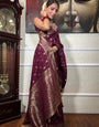 Eloquence Wine Soft Silk Saree With Vestigial Blouse Piece