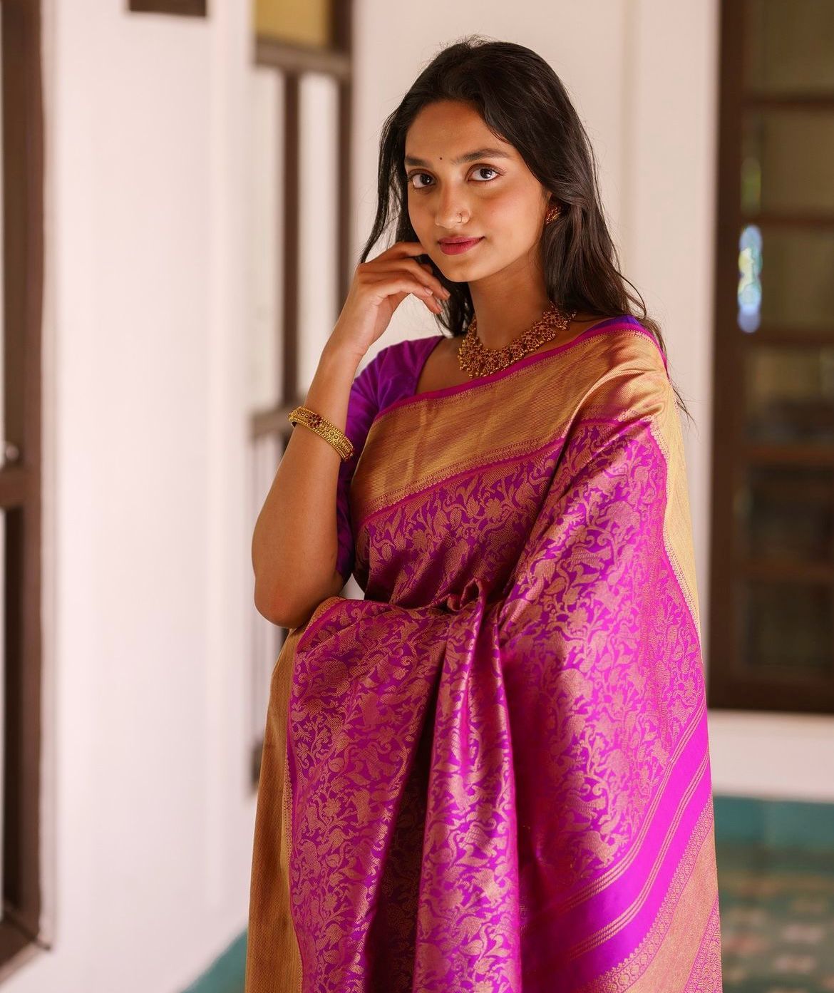 Woebegone Magenta Soft Silk Saree With Tremendous Blouse Piece