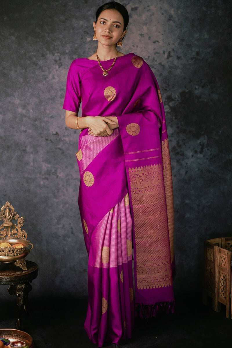 Ratatouille Magenta Soft Silk Saree With Smashing Blouse Piece