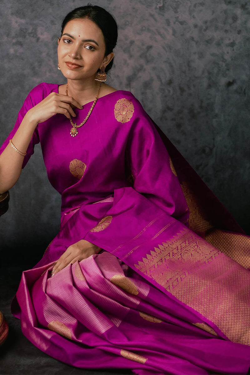 Ratatouille Magenta Soft Silk Saree With Smashing Blouse Piece