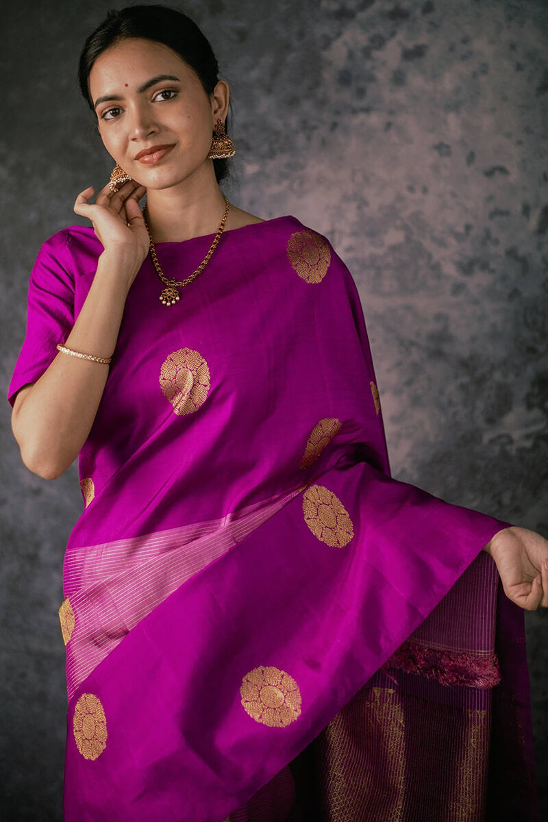 Ratatouille Magenta Soft Silk Saree With Smashing Blouse Piece