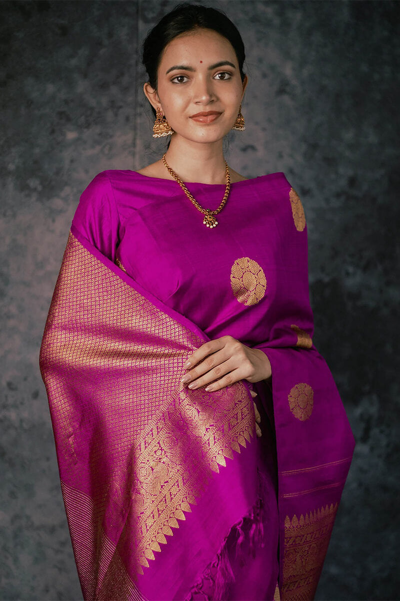 Ratatouille Magenta Soft Silk Saree With Smashing Blouse Piece