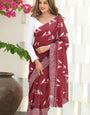 Transcendent Maroon Cotton Silk Saree With Enigmatic Blouse Piece