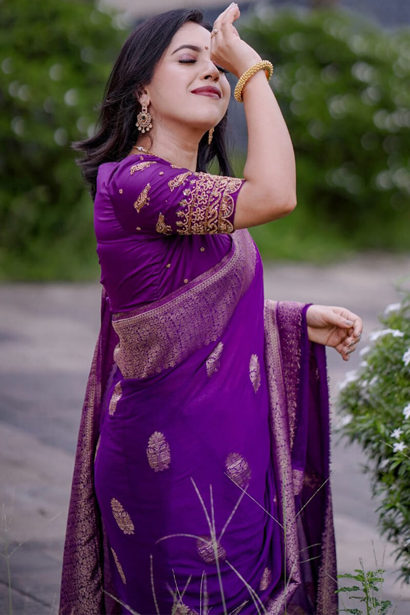 Forbearance Purple Soft Silk Saree With Vestigial Blouse Piece