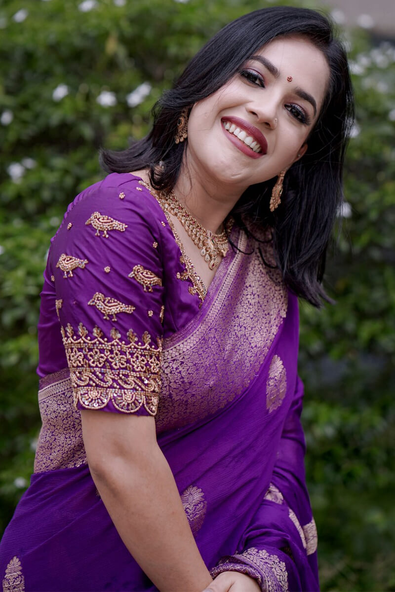 Forbearance Purple Soft Silk Saree With Vestigial Blouse Piece