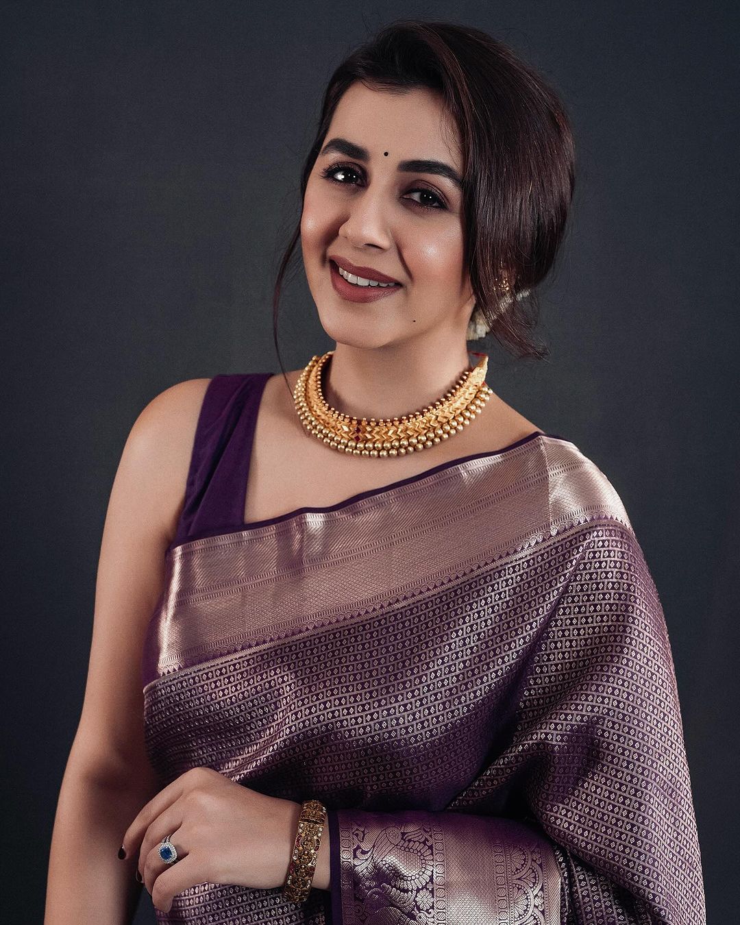 Verdant Purple Soft Silk Saree With Profuse Blouse Piece