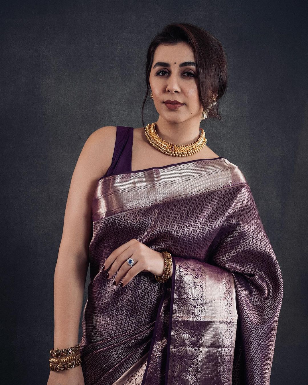 Verdant Purple Soft Silk Saree With Profuse Blouse Piece