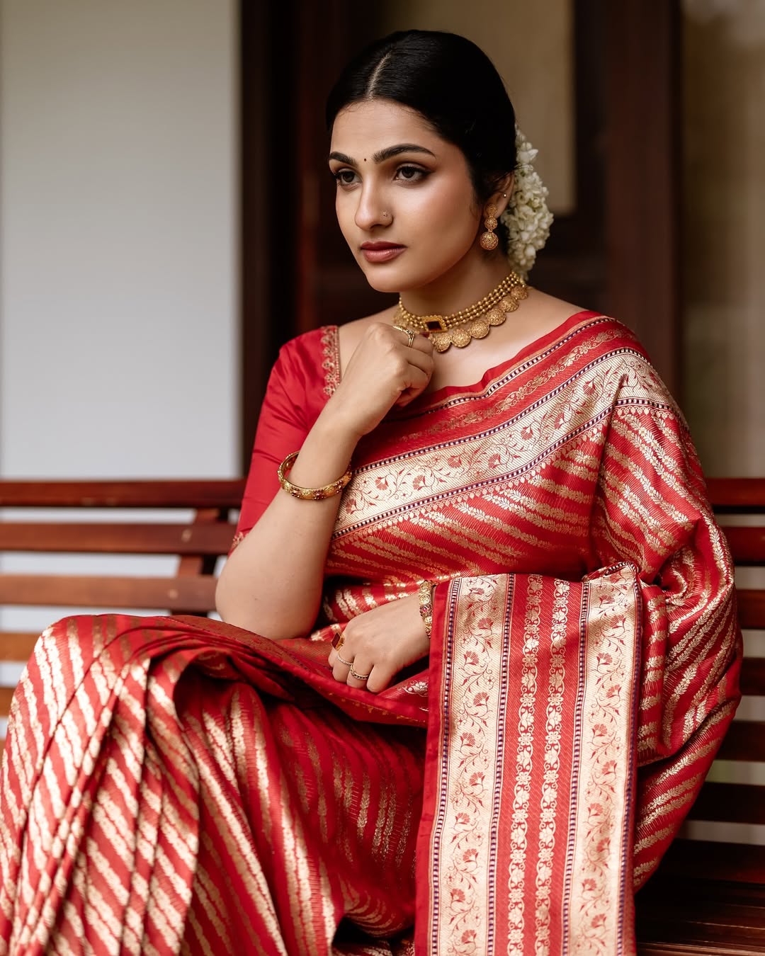 Lassitude Red Soft Silk Saree With Prodigal Blouse Piece