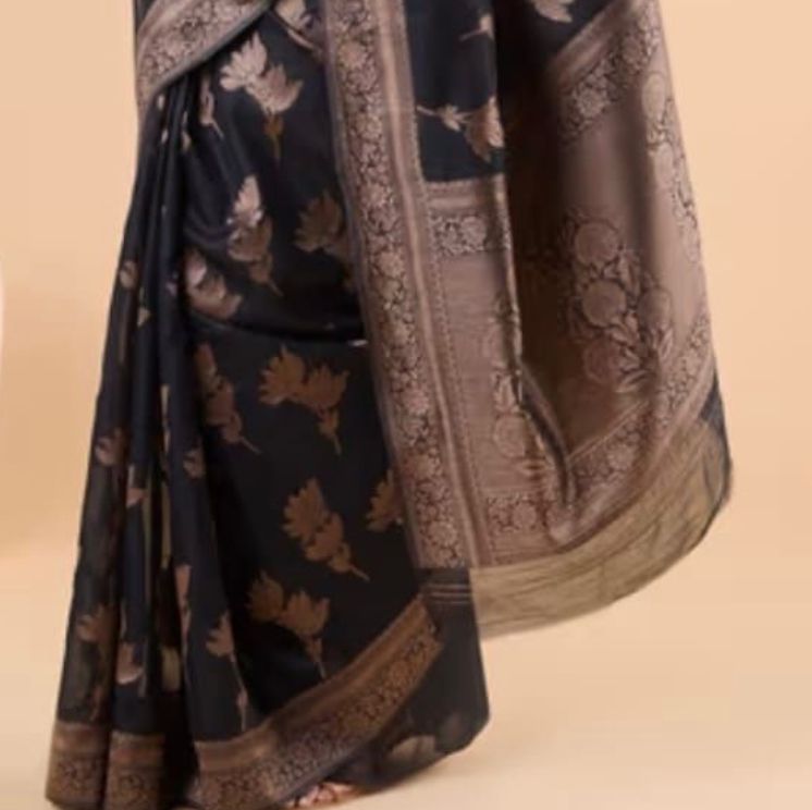 Most Stunning Black Soft Silk Saree With Demanding Blouse Piece