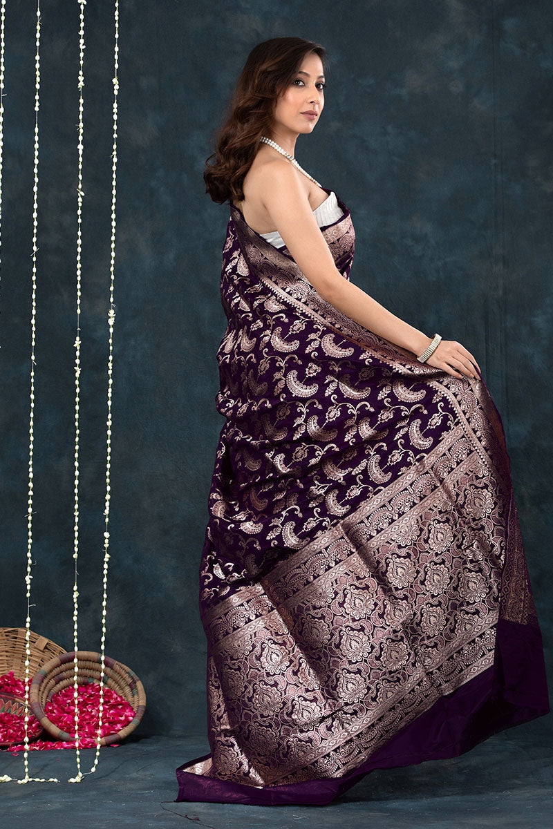 Evocative Purple Soft Silk Saree With Felicitous Blouse Piece
