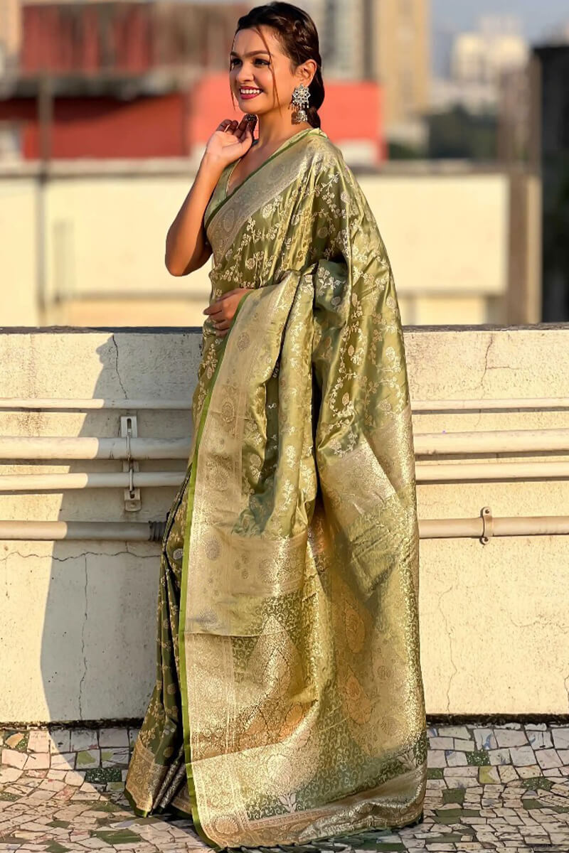 Susurrous Green Soft Silk Saree With Prodigal Blouse Piece