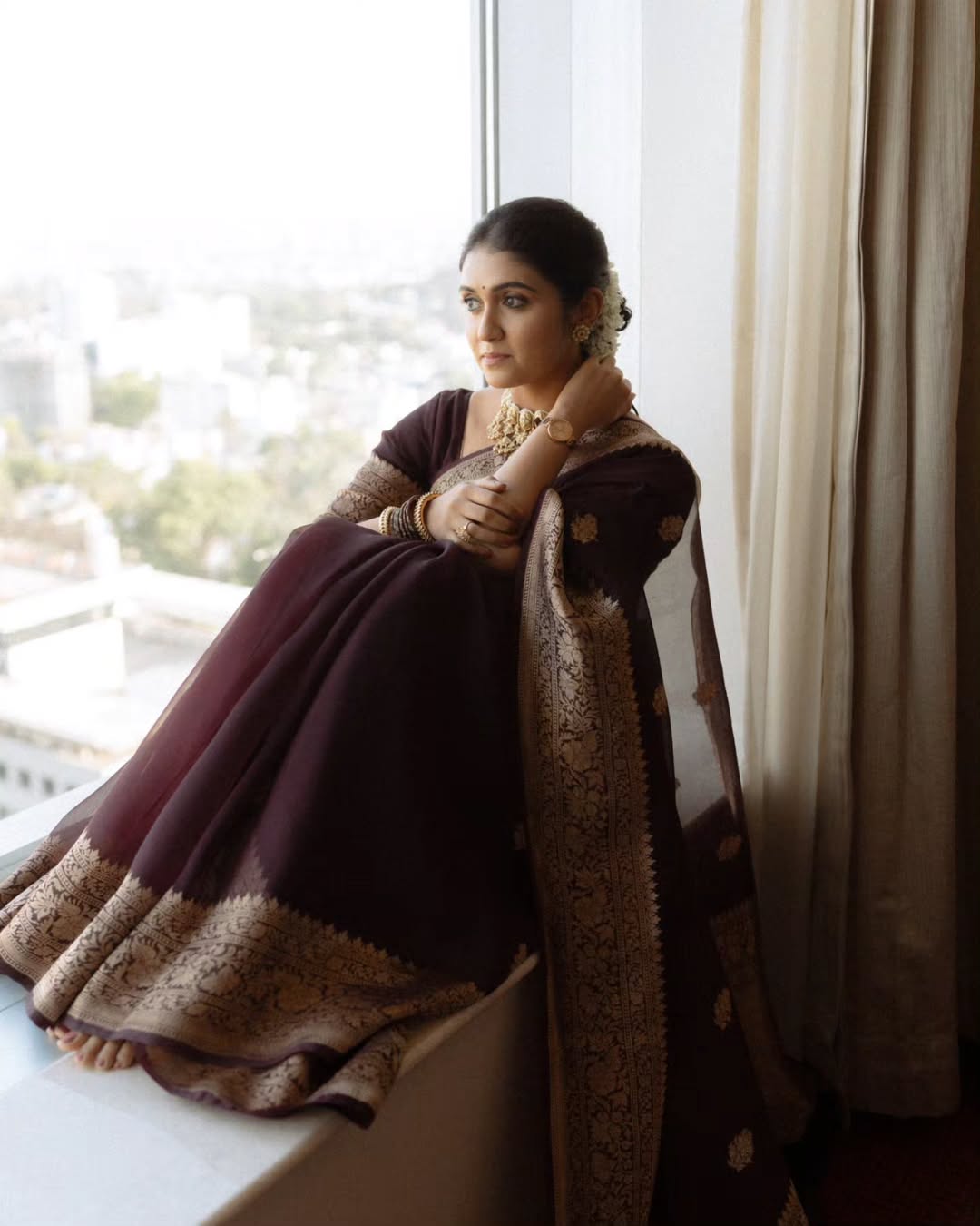 Jazzy Wine Soft Silk Saree With Refreshing Blouse Piece