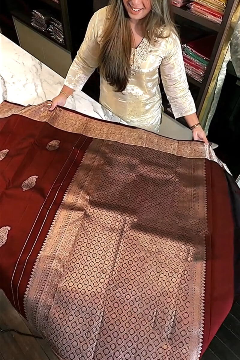 Delectable Wine Soft Banarasi Silk Saree With Transcendent Blouse Piece