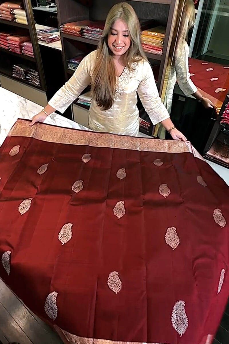 Delectable Wine Soft Banarasi Silk Saree With Transcendent Blouse Piece