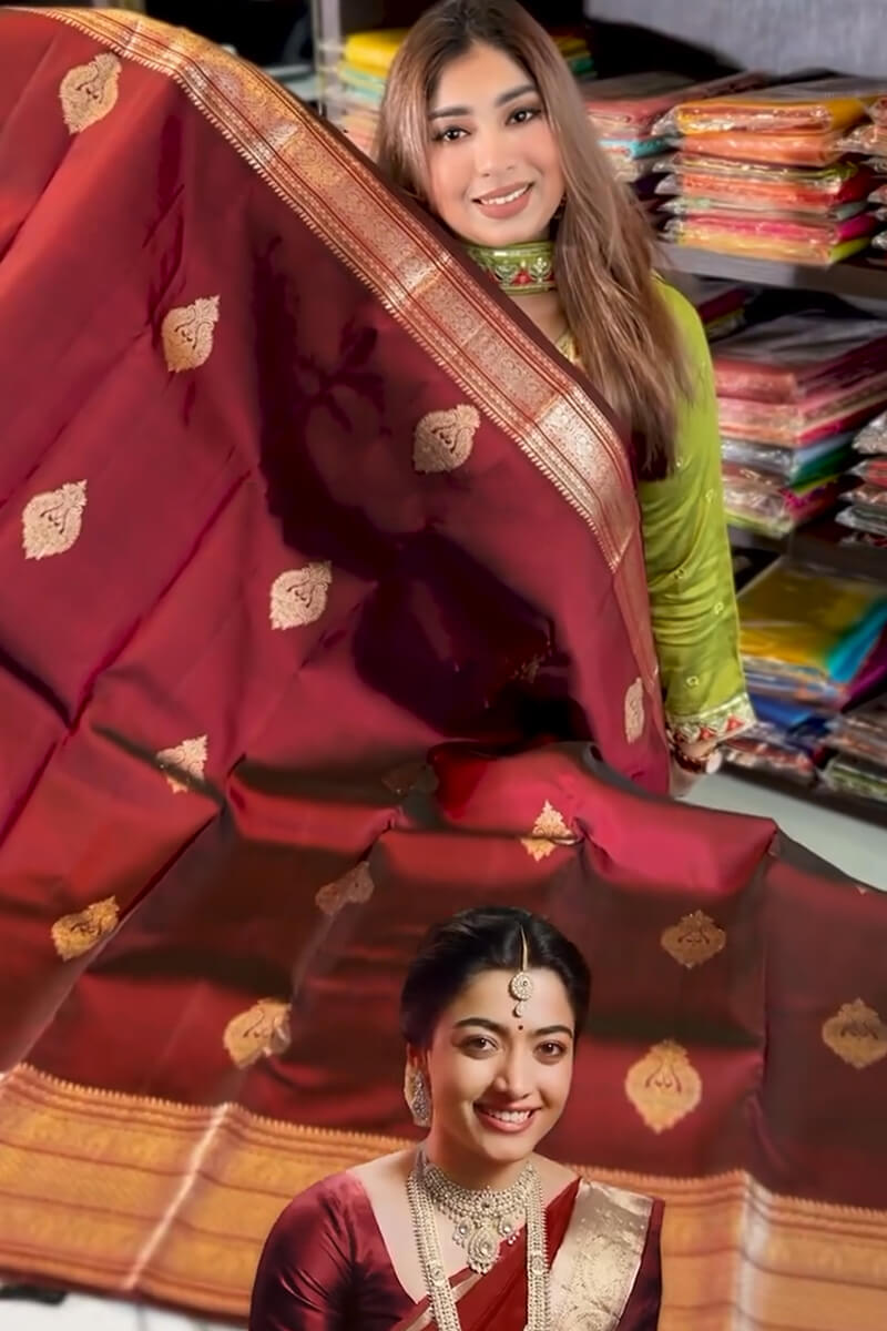Radiant Wine Soft Banarasi Silk Saree With Elegant Blouse Piece