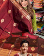 Radiant Wine Soft Banarasi Silk Saree With Elegant Blouse Piece