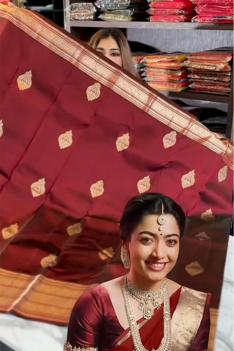 Radiant Wine Soft Banarasi Silk Saree With Elegant Blouse Piece