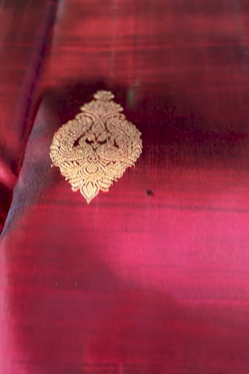 Radiant Wine Soft Banarasi Silk Saree With Elegant Blouse Piece