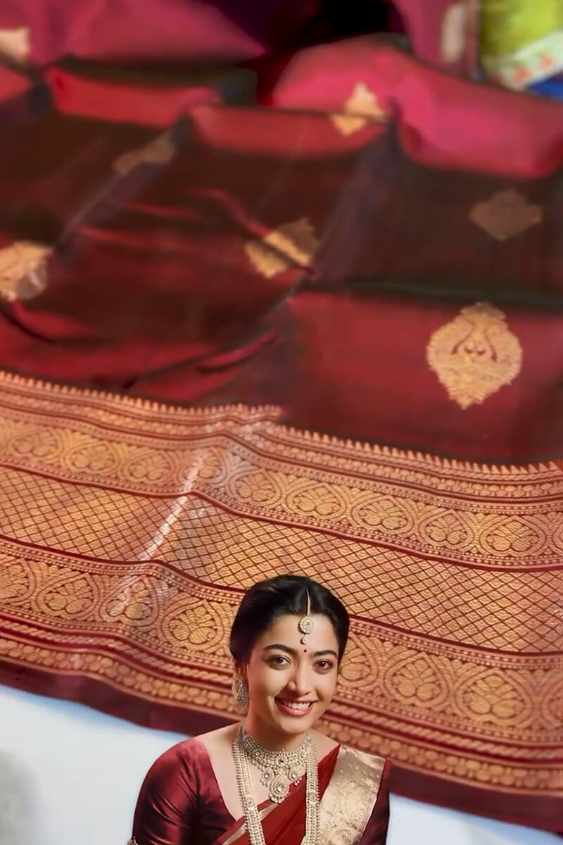 Radiant Wine Soft Banarasi Silk Saree With Elegant Blouse Piece