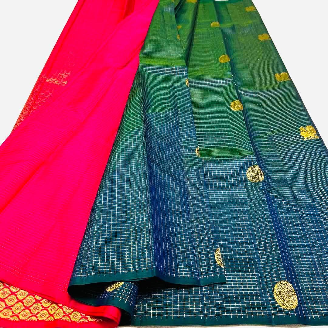 Ornate Blue Soft Silk Saree With Artistic Blouse Piece